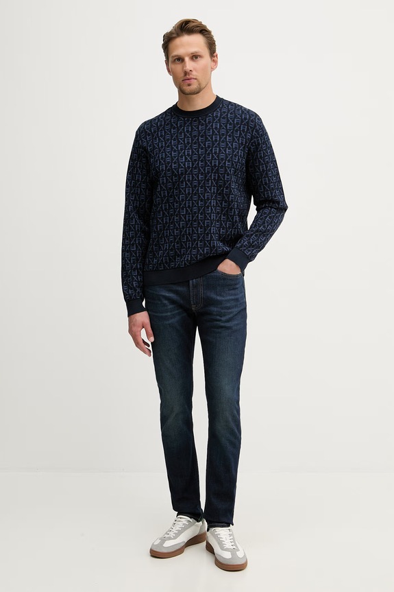 Armani Exchange sveter pánsky bavlnený XM002441.AF22252 tmavomodrá SS26