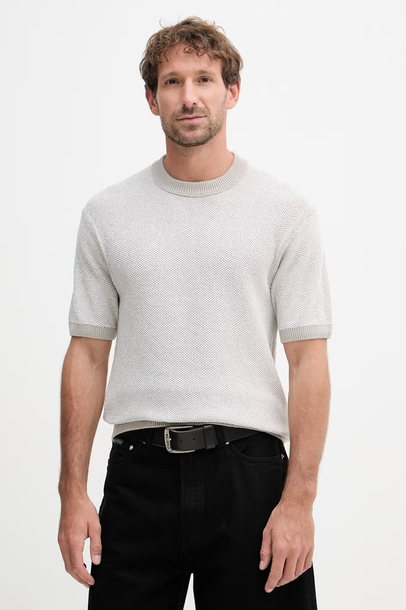 BOSS Orange t-shirt ανδρικό με βαμβάκι μπεζ 50558743