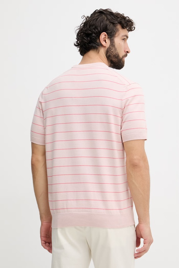 Ρούχα BOSS Orange πλεκτό t-shirt Ανδρικό με βαμβάκι 50561004 ροζ