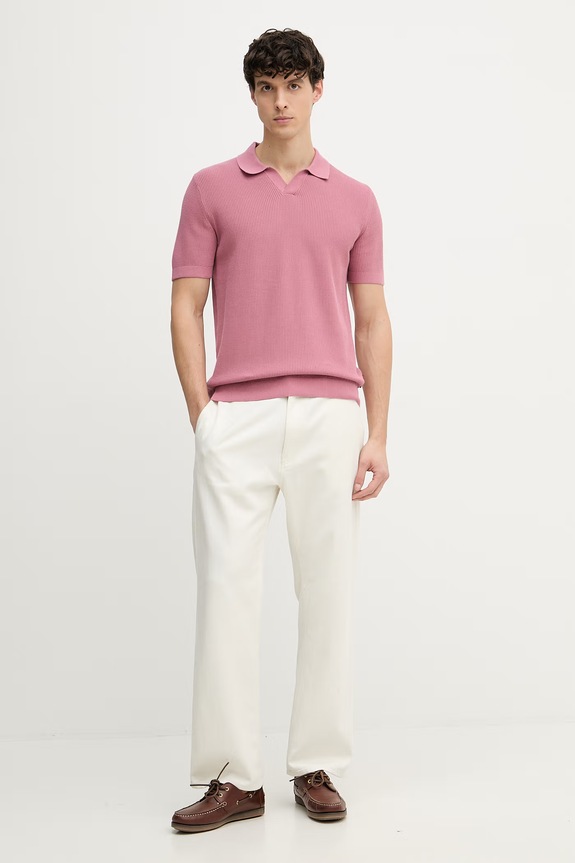 Joop! polo tricotat pentru bărbați, din bumbac 30101601 roz SS26