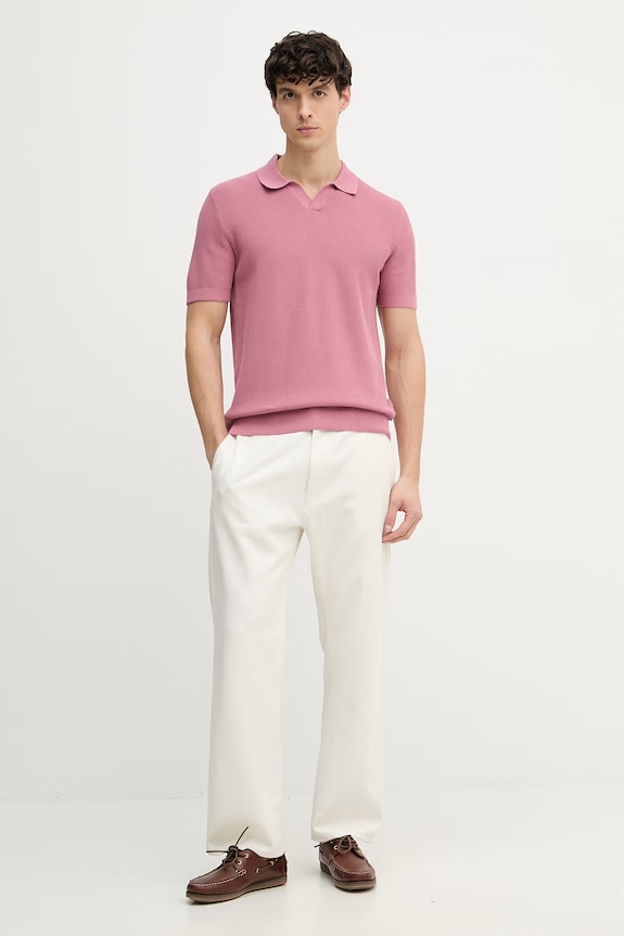 Joop! polo tricotat pentru bărbați, din bumbac 30101601 roz SS26