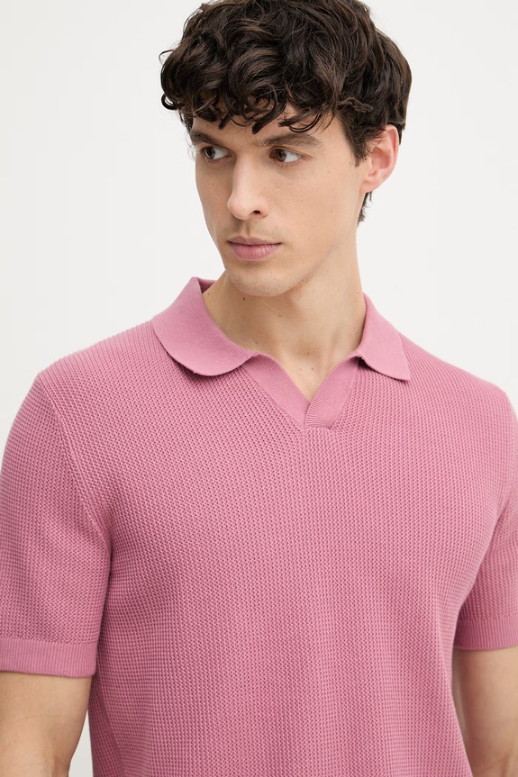 Joop! polo tricotat pentru bărbați, din bumbac roz 30101601