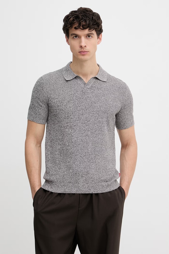Joop! polo tricotat pentru bărbați, din bumbac gri 30101601