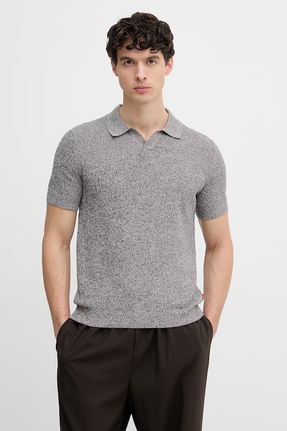 Joop! polo tricotat pentru bărbați, din bumbac gri 30101601