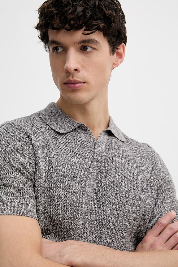 Joop! polo tricotat pentru bărbați, din bumbac gri 30101601