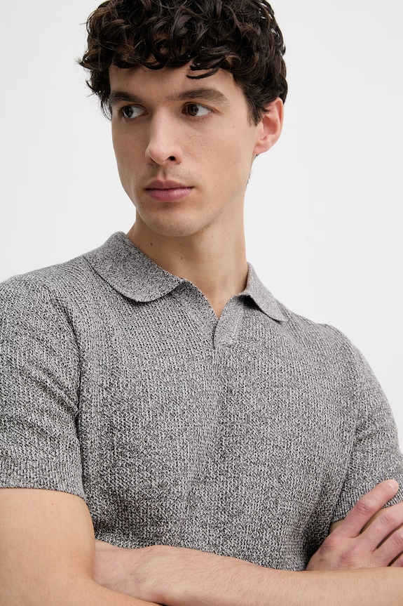 Joop! polo tricotat pentru bărbați, din bumbac gri 30101601