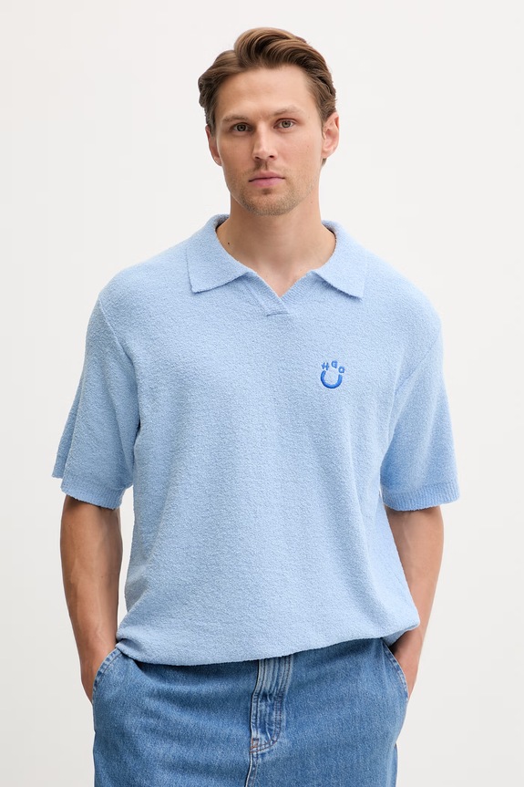 HUGO Blue polo swetrowe męskie z bawełny Sorinou niebieski 50557340