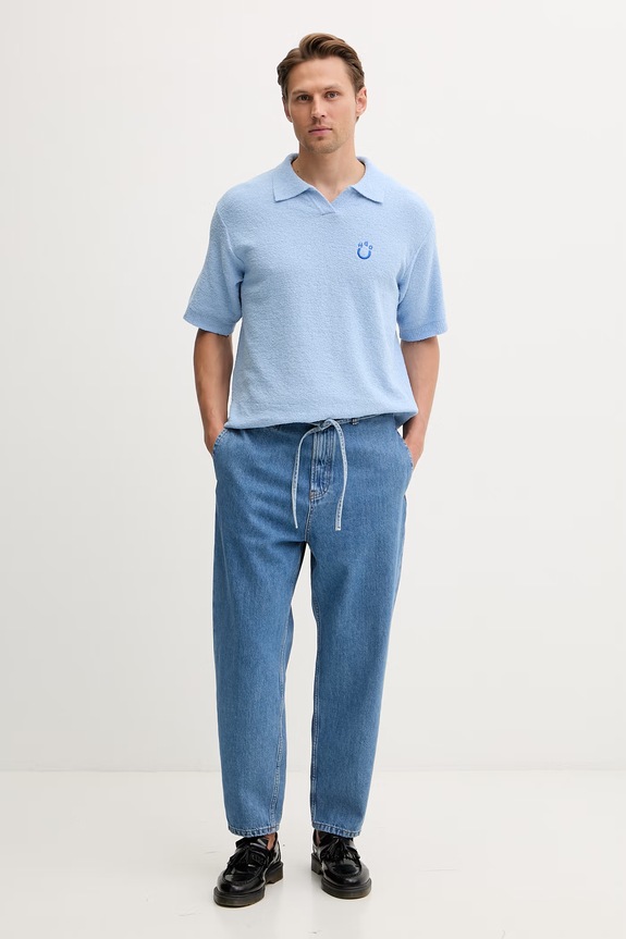 HUGO Blue polo swetrowe męskie z bawełny Sorinou 50557340 niebieski SS26