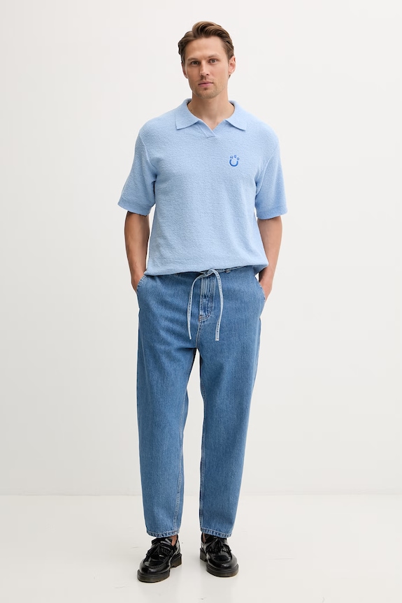 HUGO Blue polo swetrowe męskie z bawełny Sorinou 50557340 niebieski SS26