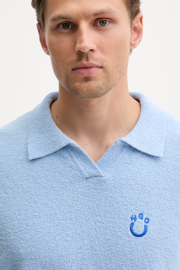 HUGO Blue polo swetrowe męskie z bawełny Sorinou niebieski 50557340