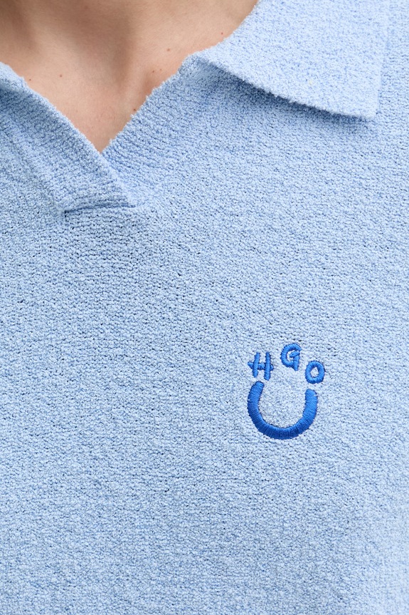 HUGO Blue polo swetrowe męskie z bawełny Sorinou 50557340 niebieski