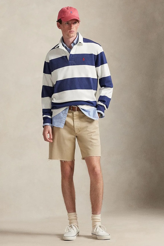 Odzież Polo Ralph Lauren bluza bawełniana HEAVY RUGBY JERSEY-KNT-PULLOVER 710A13051001 niebieski