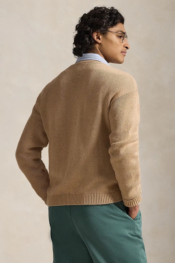Polo Ralph Lauren kardigan bawełniany COTTON-SWEATER-CARDIGAN 710B13887003 brązowy SS26