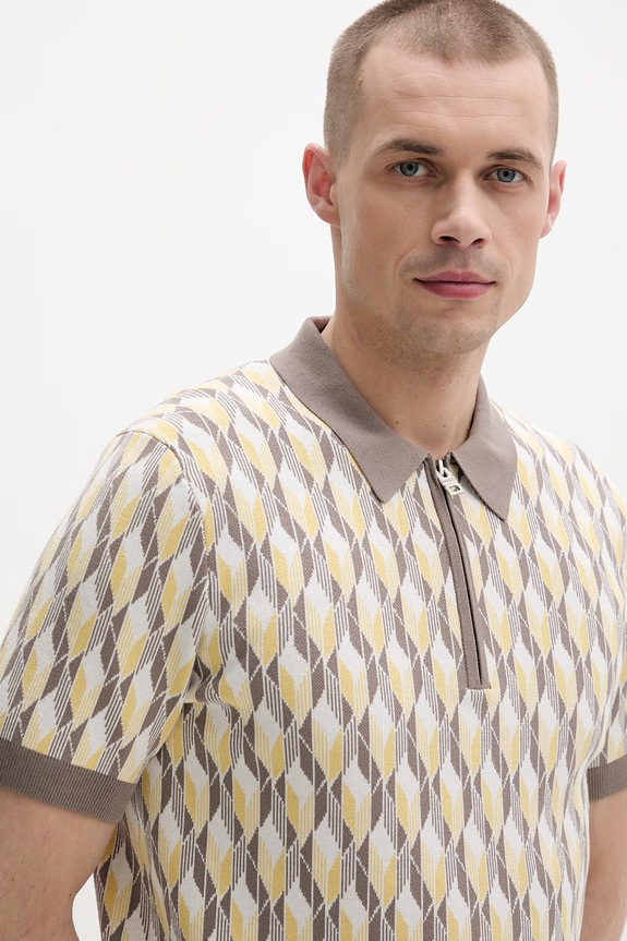 HUGO polo swetrowe męskie Seomo beżowy 50557347
