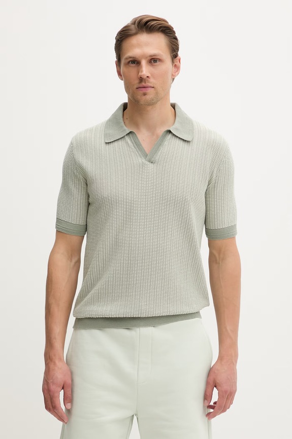 HUGO pulover muški s lanom Seeroy zelena 50557361