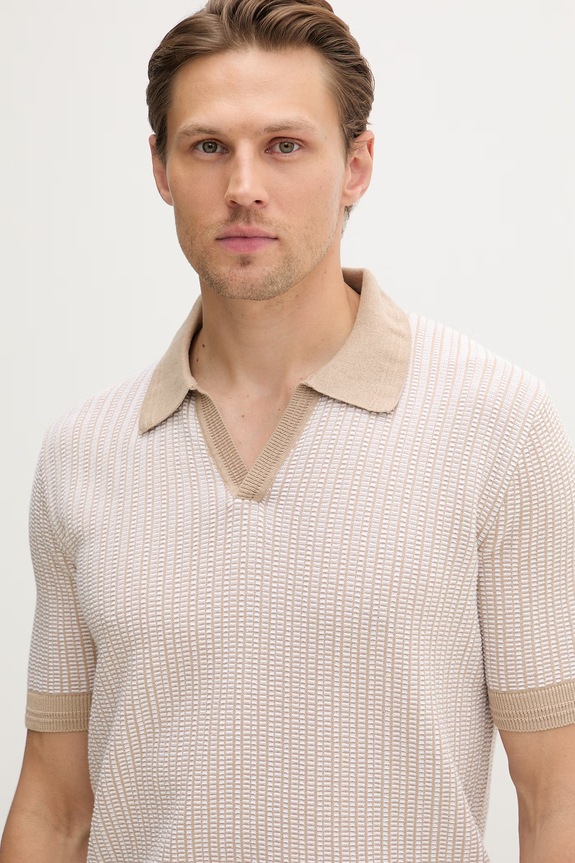 HUGO pulover za muškarce s lanom Seeroy bež 50557361