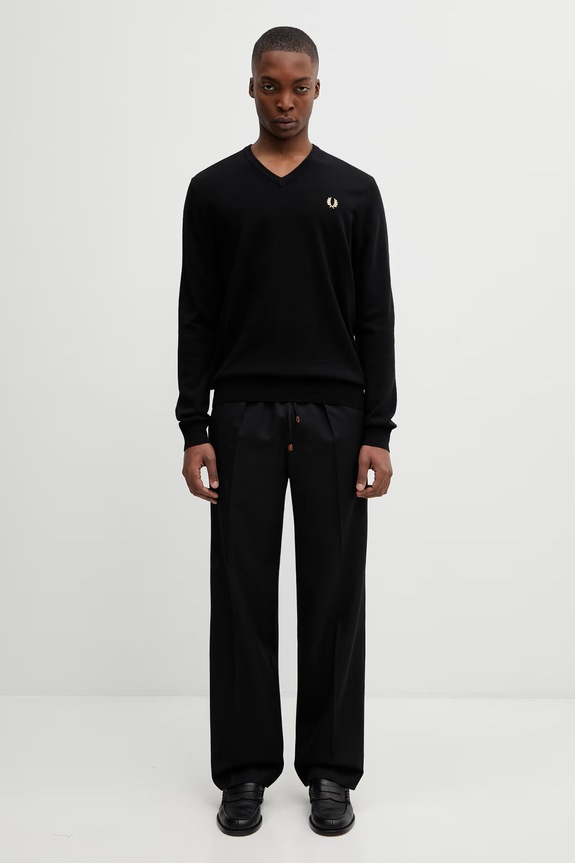 Fred Perry sweter z dodatkiem wełny K9600 czarny