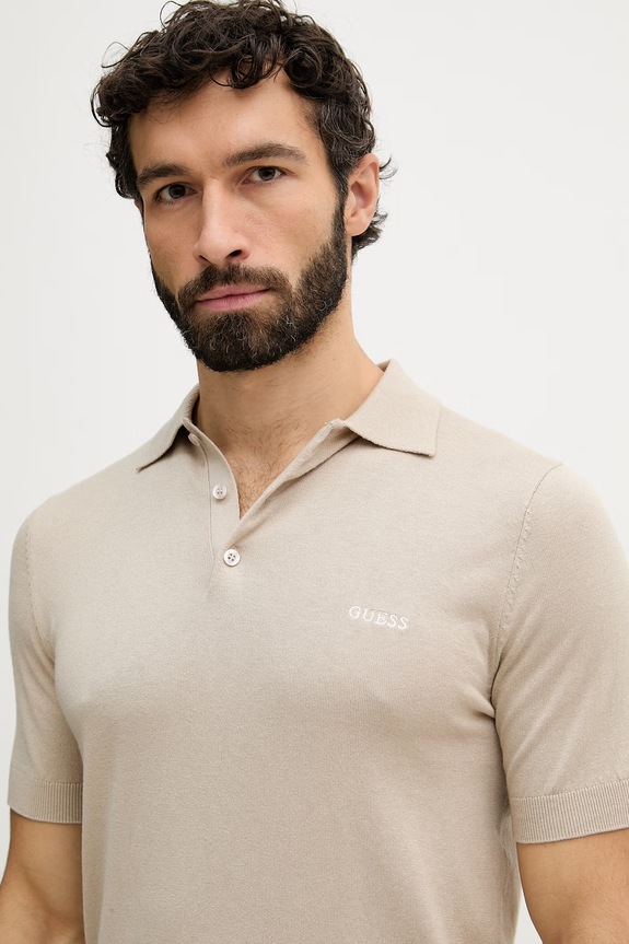 Guess sweter męski z domieszką jedwabiu beżowy M6GR04.Z0557