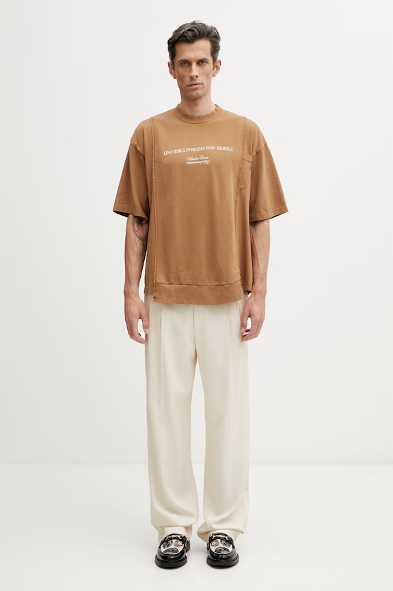 Undercover PULLOVER T-shirt męski bawełniany UP1F4804 brązowy