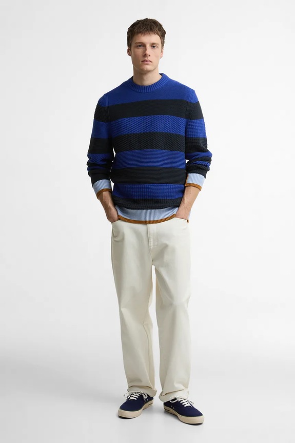 Barbour x Paul Smith Southwold sweter bawełniany męski MKN1724NY74 granatowy SS26