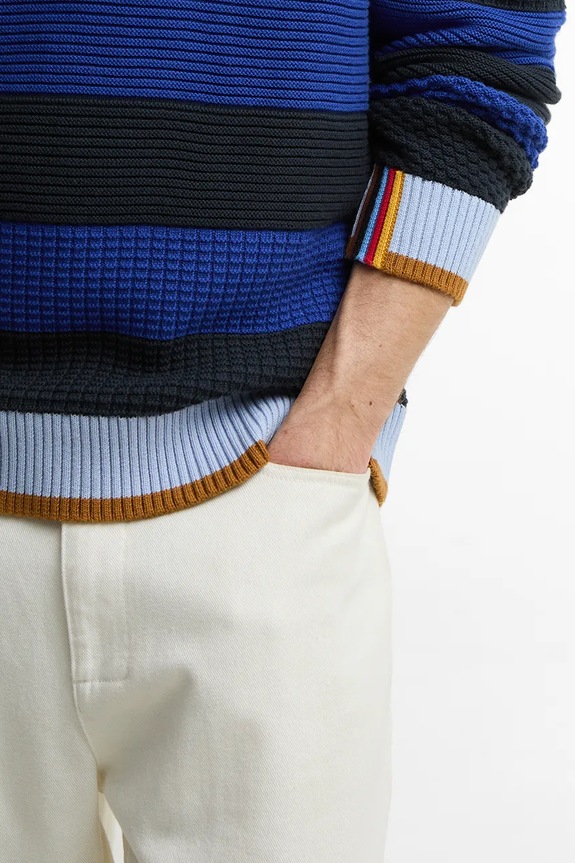 Barbour x Paul Smith Southwold sweter bawełniany męski MKN1724NY74 granatowy