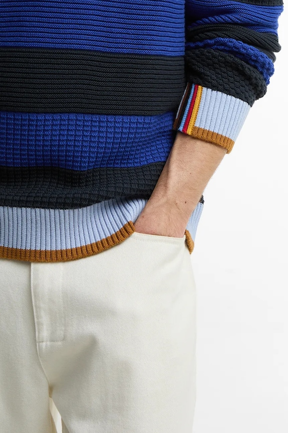 Barbour x Paul Smith Southwold sweter bawełniany męski MKN1724NY74 granatowy