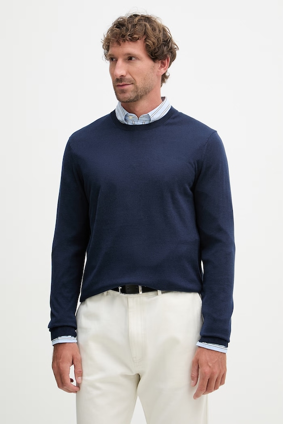 Tommy Hilfiger πουλόβερ ανδρικό βαμβακερό NEW YORK σκούρο μπλε MW0MW41820