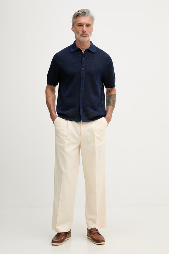 Tommy Hilfiger košeľa pánska bavlnená NEW YORK MW0MW42694 tmavomodrá SS26