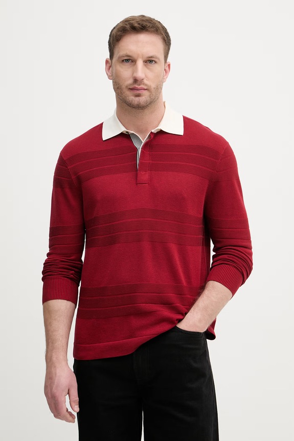 Tommy Hilfiger sveter pánsky s bavlnou burgundské MW0MW40855