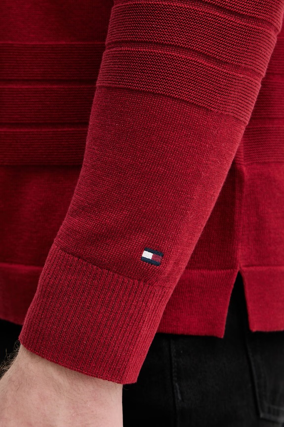 Tommy Hilfiger sveter pánsky s bavlnou MW0MW40855 burgundské