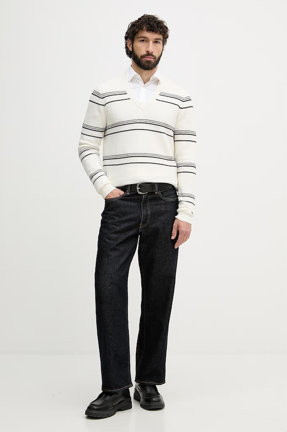 Tommy Hilfiger sveter pánsky bavlnený MW0MW42841 béžová SS26