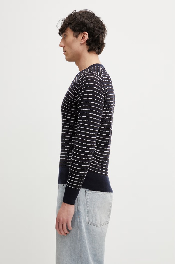 Wales Bonner Ashby sweter wełniany męski US26KNS4883.WO04.589 granatowy SS26