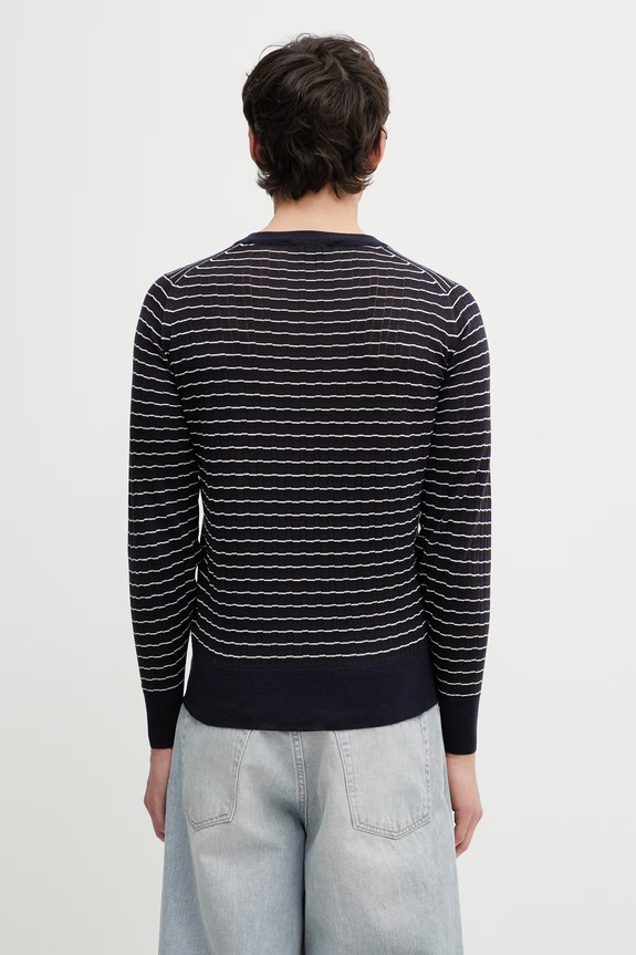 Odzież Wales Bonner Ashby sweter wełniany męski US26KNS4883.WO04.589 granatowy