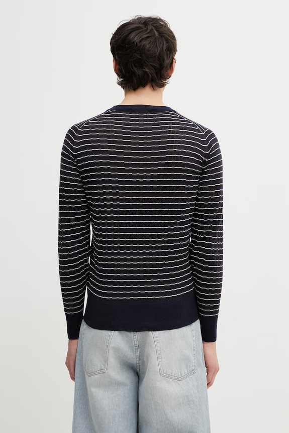Odzież Wales Bonner Ashby sweter wełniany męski US26KNS4883.WO04.589 granatowy