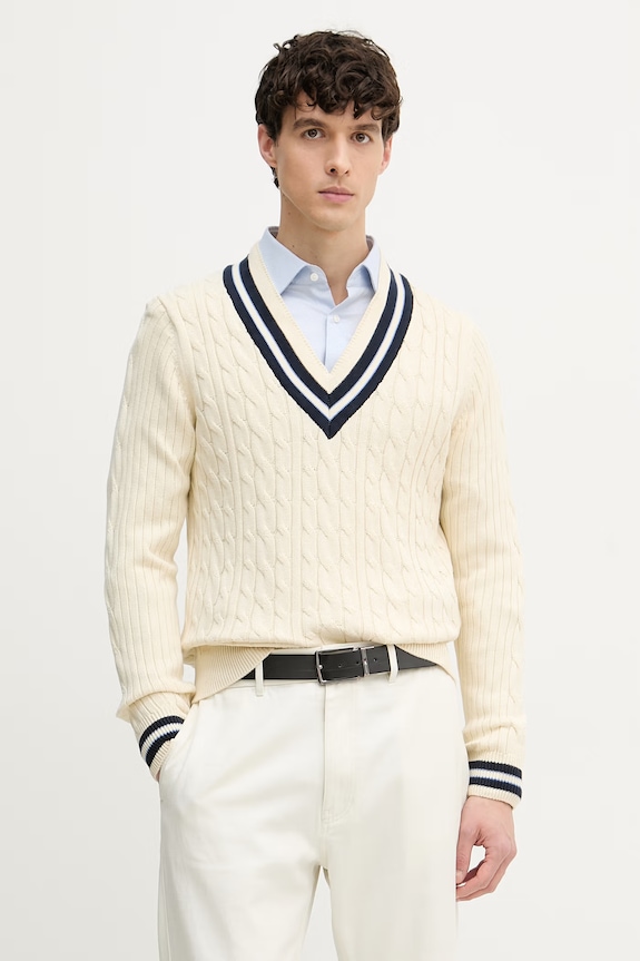Hackett London sweter damski bawełniany beżowy HM7000175
