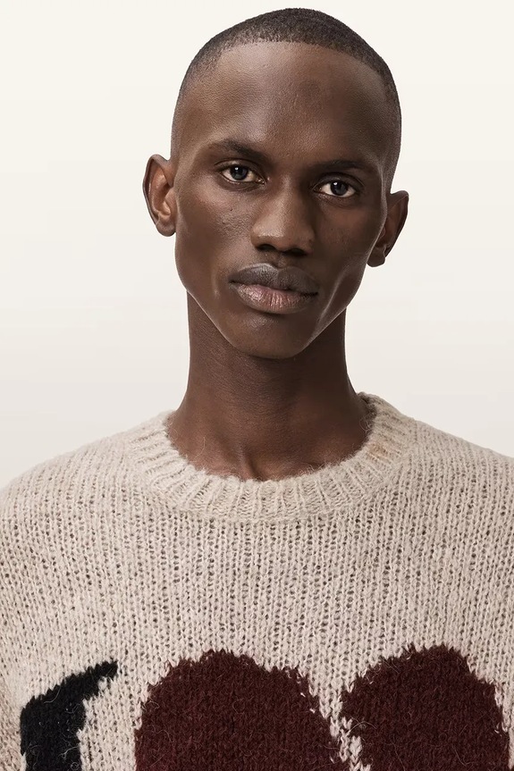 AllSaints sweter męski wełniany LOVER KNIT beżowy M009KE