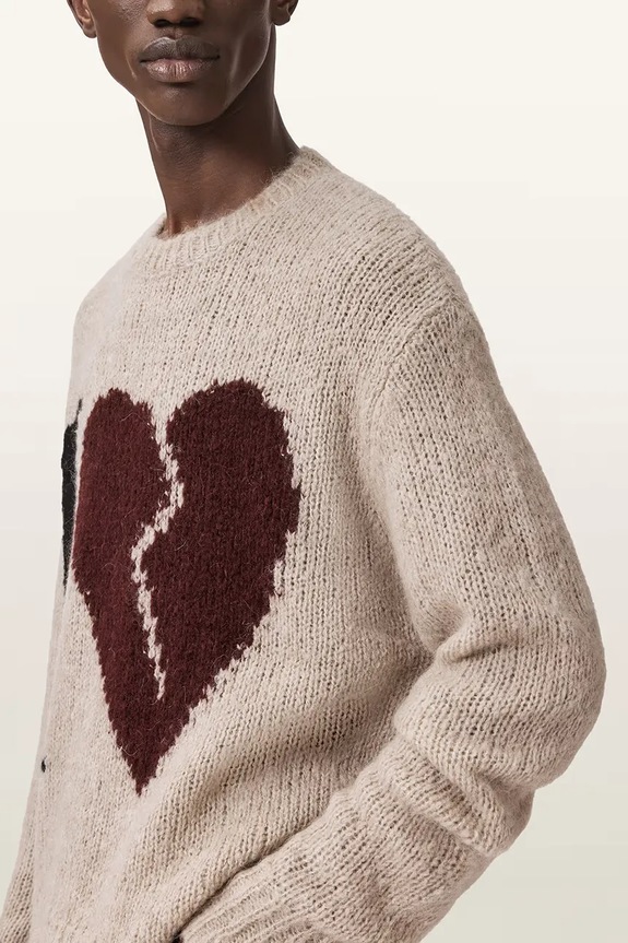 AllSaints sweter męski wełniany LOVER KNIT M009KE beżowy