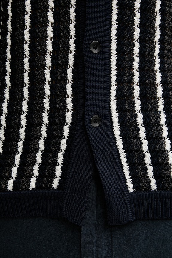 Rag & Bone sweter z krótkim rękawem męski bawełniany RH3726S6MCO granatowy