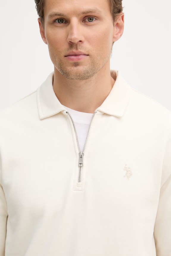 U.S. Polo Assn. кофта чоловіча бавовняна LB Sweat Zip бежевий MUP4652