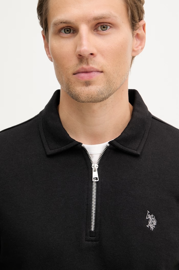 U.S. Polo Assn. кофта чоловіча бавовняна LB Sweat Zip чорний MUP4652