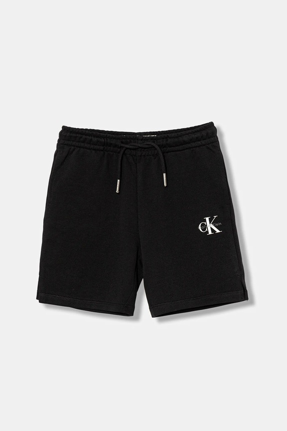 Calvin Klein Jeans gyerek pamut rövidnadrág dzsörzé fekete IU0IU00723.104.116.PPY2