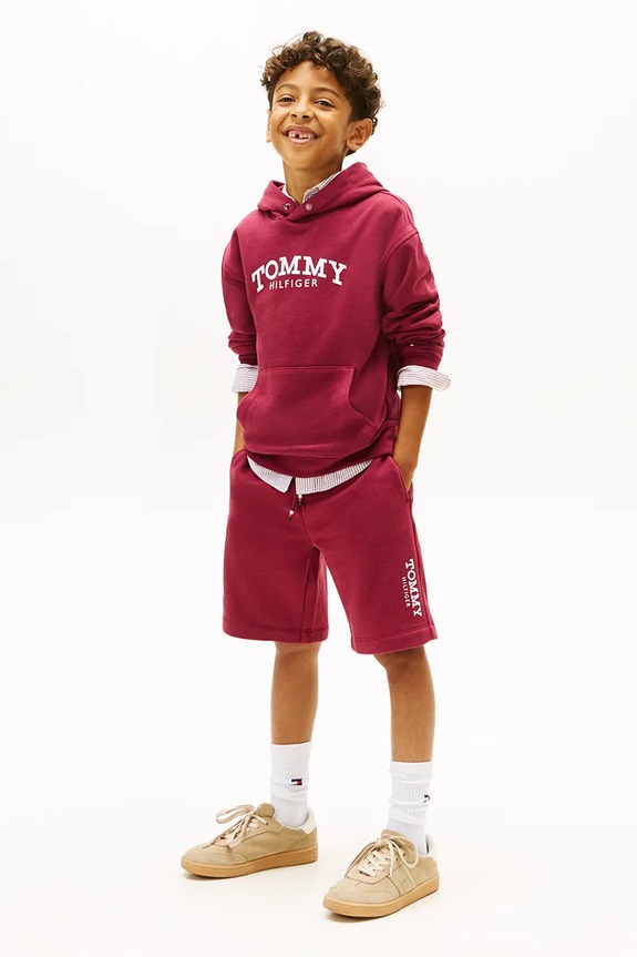 Chłopiec Tommy Hilfiger szorty dziecięce KB0KB10023.104.122.PPY2 bordowy