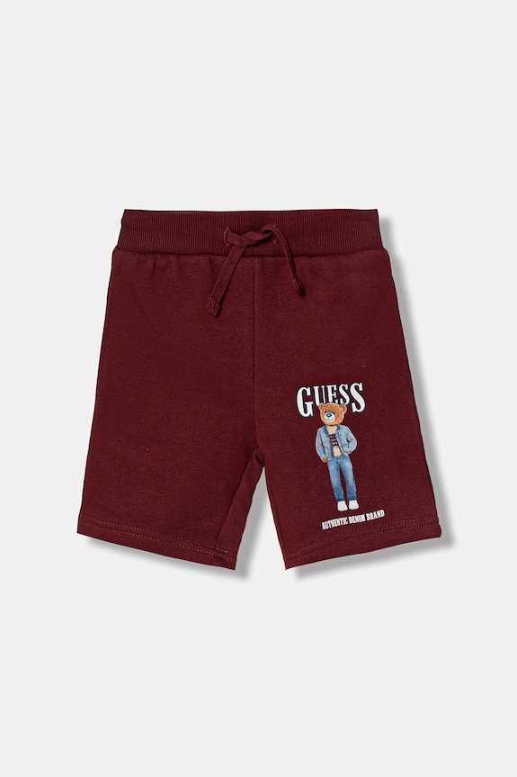 Detské bavlnené šortky Guess bavlna burgundské N6RD02.KAD74.PPY2