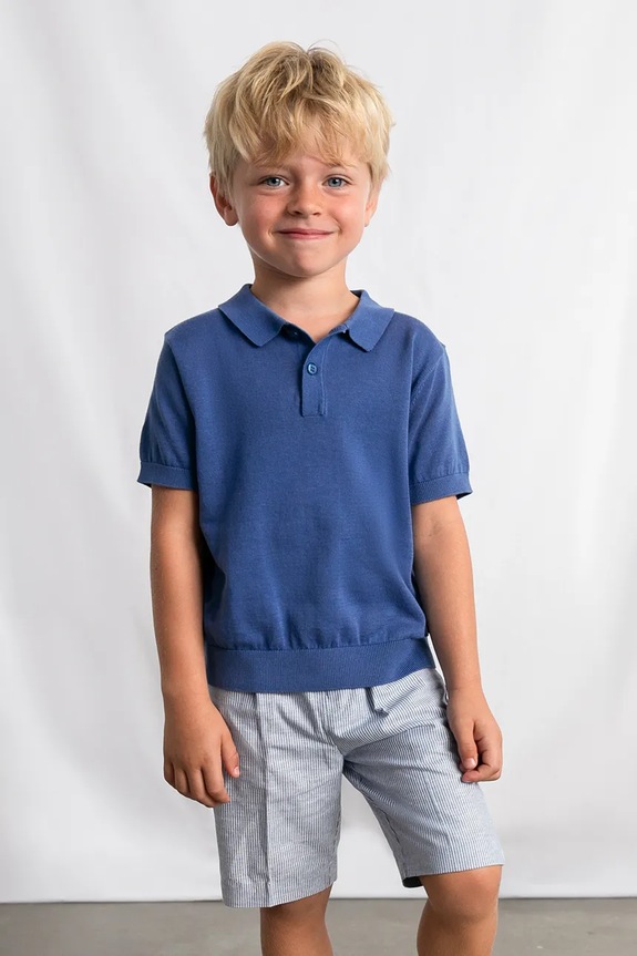 Mayoral pantaloni scurți din amestec de in pentru copii casual albastru 3201.5B.Mini.PPY2