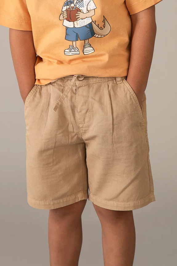Mayoral pantaloni scurți de in pentru copii 3202.5C.Mini.PPY2 maro SS26
