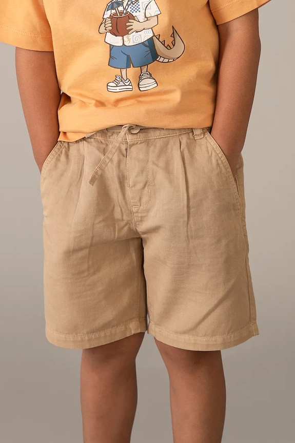 Mayoral pantaloni scurți de in pentru copii 3202.5C.Mini.PPY2 maro SS26