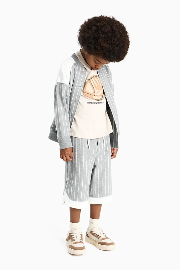 Dječje pamučne kratke hlače Emporio Armani casual siva EB001057.AF21874