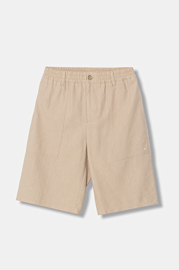 Дитячі шорти з додаванням льону Emporio Armani casual бежевий EB001063.AF20957