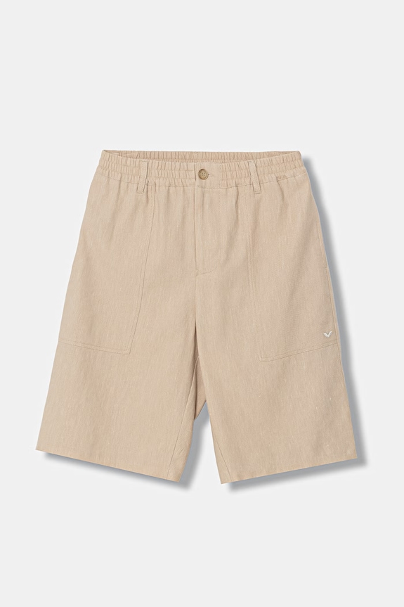 Дитячі шорти з додаванням льону Emporio Armani casual бежевий EB001063.AF20957
