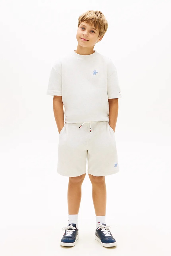 Băieți Tommy Hilfiger pantaloni scurți de trening pentru copii, din bumbac KB0KB10241.128.176.PPY2 bej